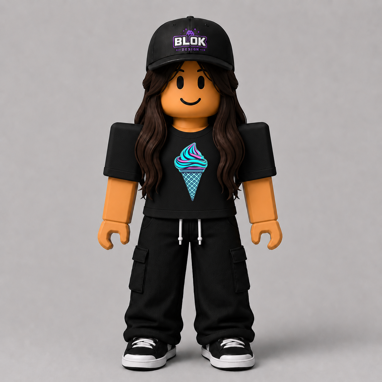 CHAD-048 Roblox Avatar Pack by blok.Design Female Front Black
