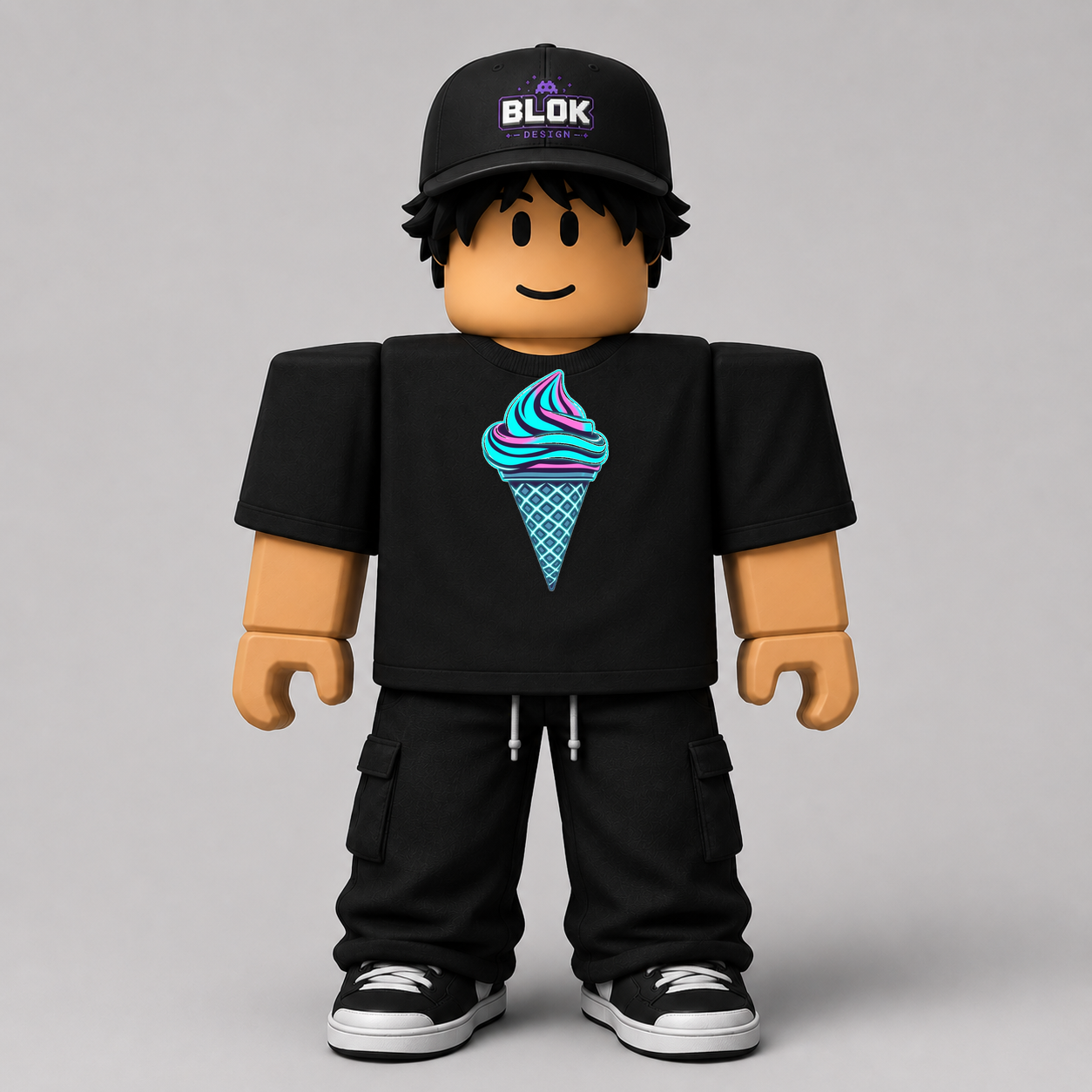 CHAD-048 Roblox Avatar Pack by blok.Design Male Front Black