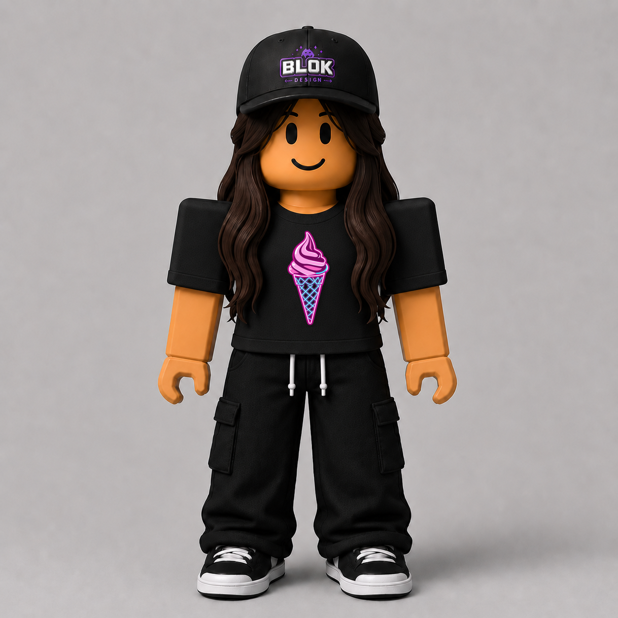 CHAD-049 Roblox Avatar Pack by blok.Design Female Front Black
