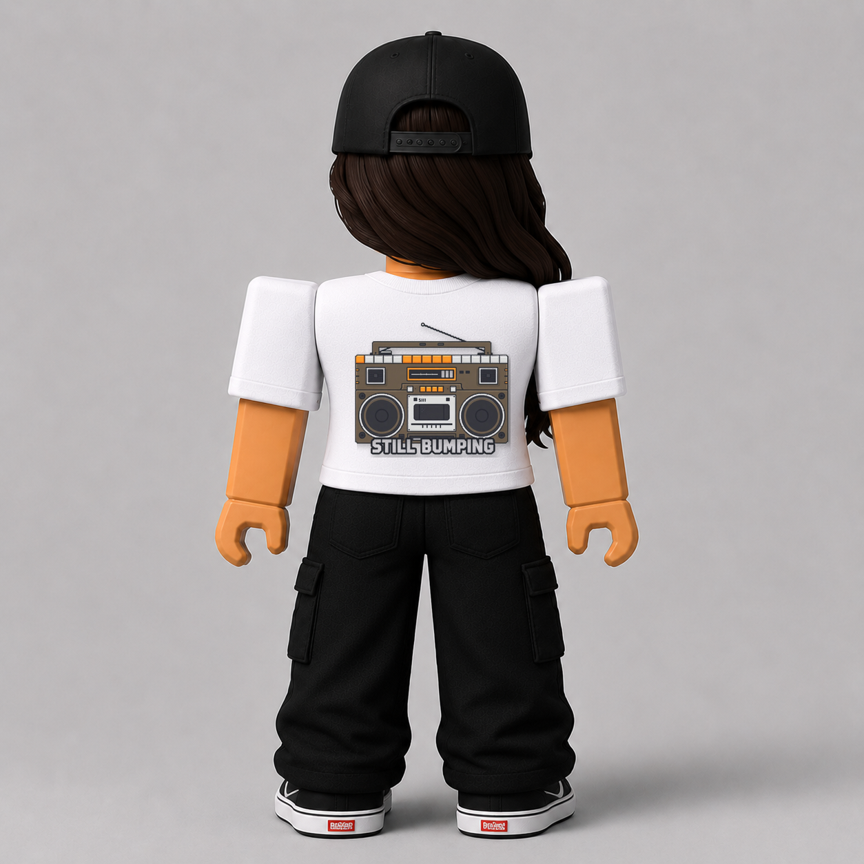 Still Bumping Pixel Boombox Roblox Avatar Pack by blok.Design Female Back White