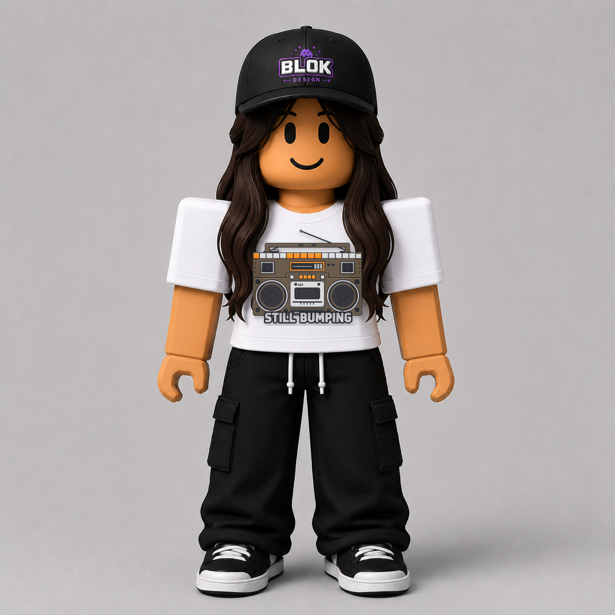 Still Bumping Pixel Boombox Roblox Avatar Pack by blok.Design Female Front White