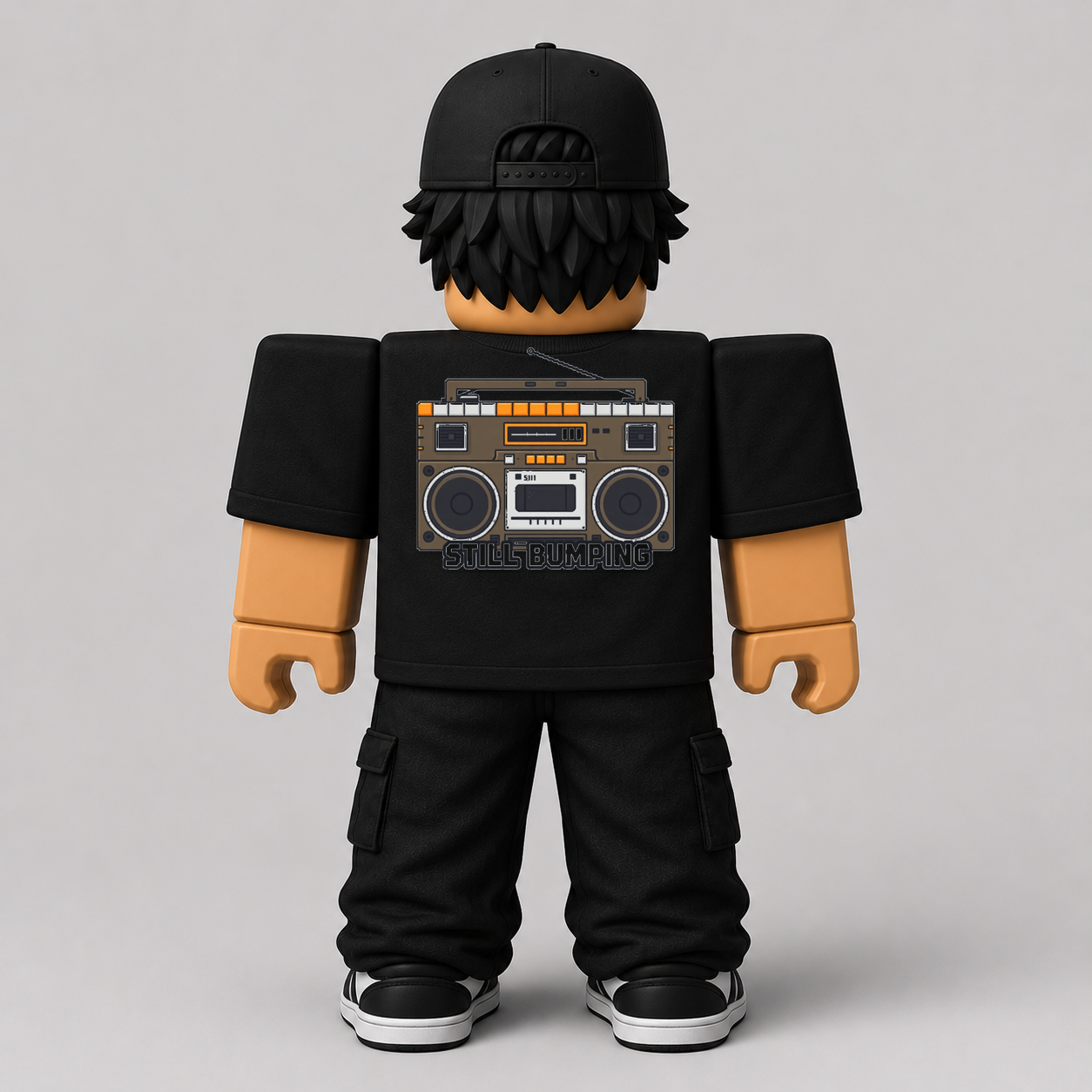Still Bumping Pixel Boombox Roblox Avatar Pack by blok.Design Male Back Black