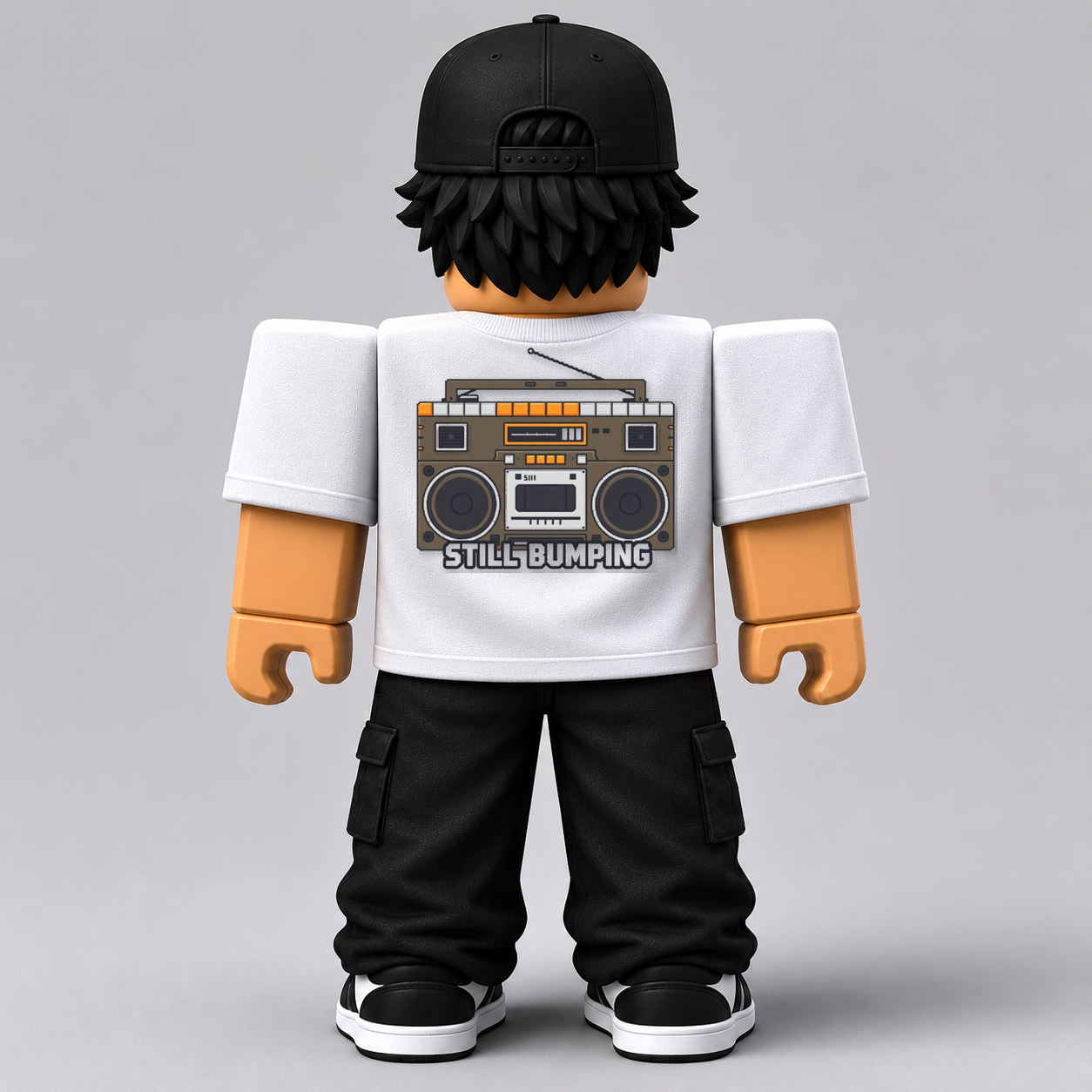 Still Bumping Pixel Boombox Roblox Avatar Pack by blok.Design Male Back White