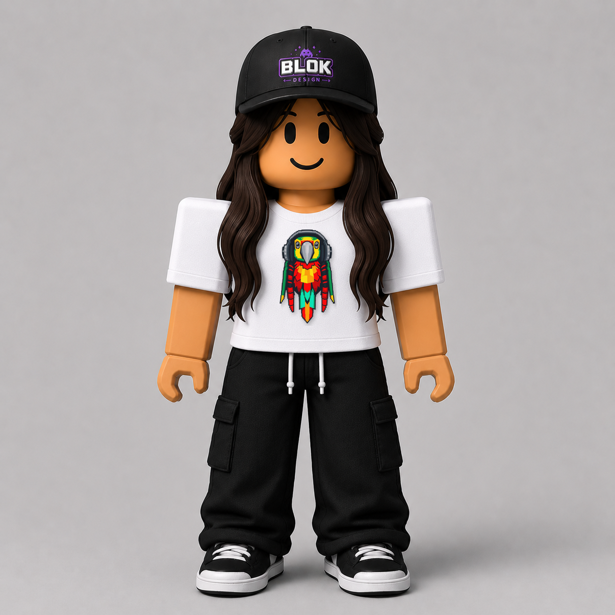 Pixel Rasta Parrot Roblox Avatar Pack by blok.Design Female Front White