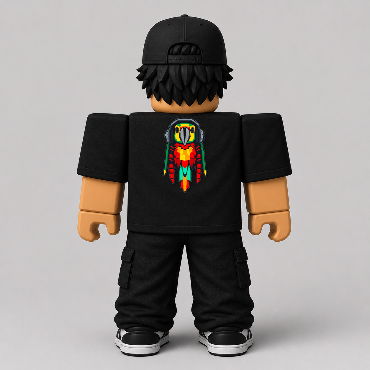 Pixel Rasta Parrot Roblox Avatar Pack by blok.Design Male Back Black