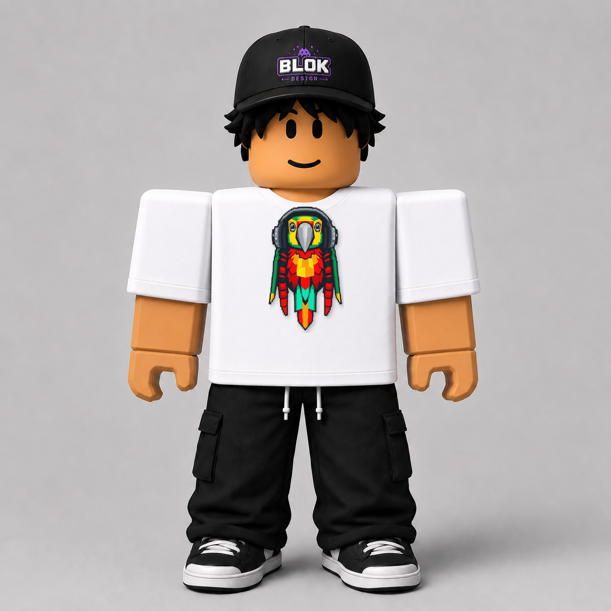 Pixel Rasta Parrot Roblox Avatar Pack by blok.Design Male Front White