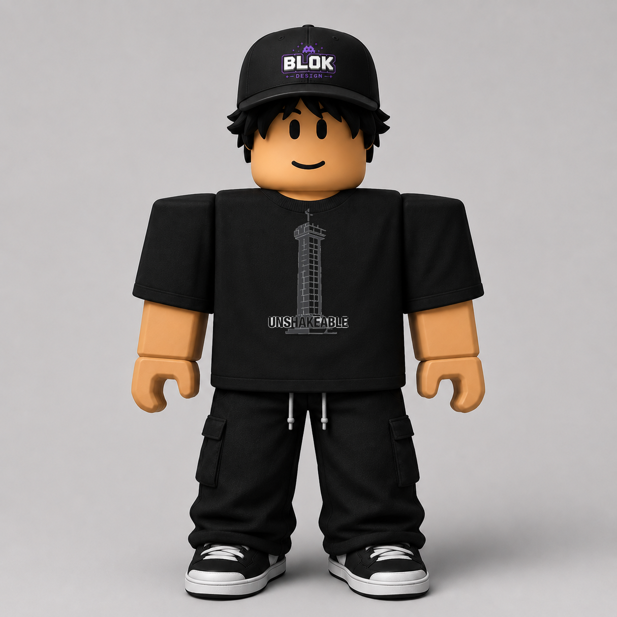 Unshakeable Pixel Cross Roblox Avatar Pack by blok.Design Male Front Black