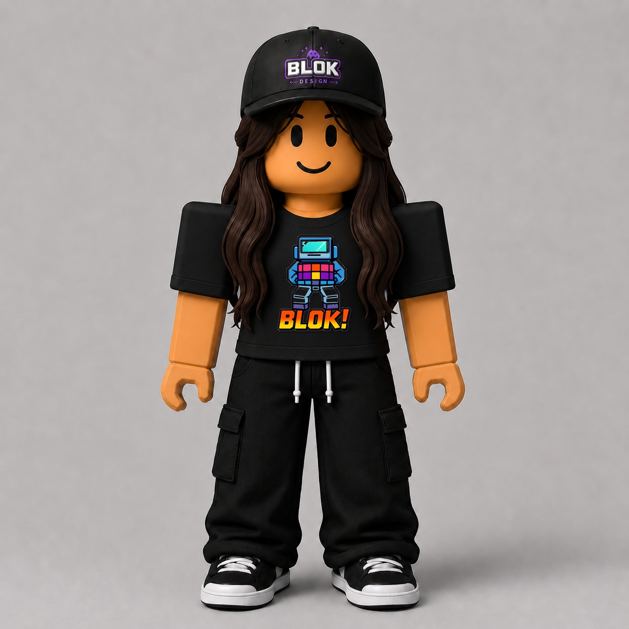 BLOK! Pixel Character Roblox Avatar Pack by blok.Design Female Front Black