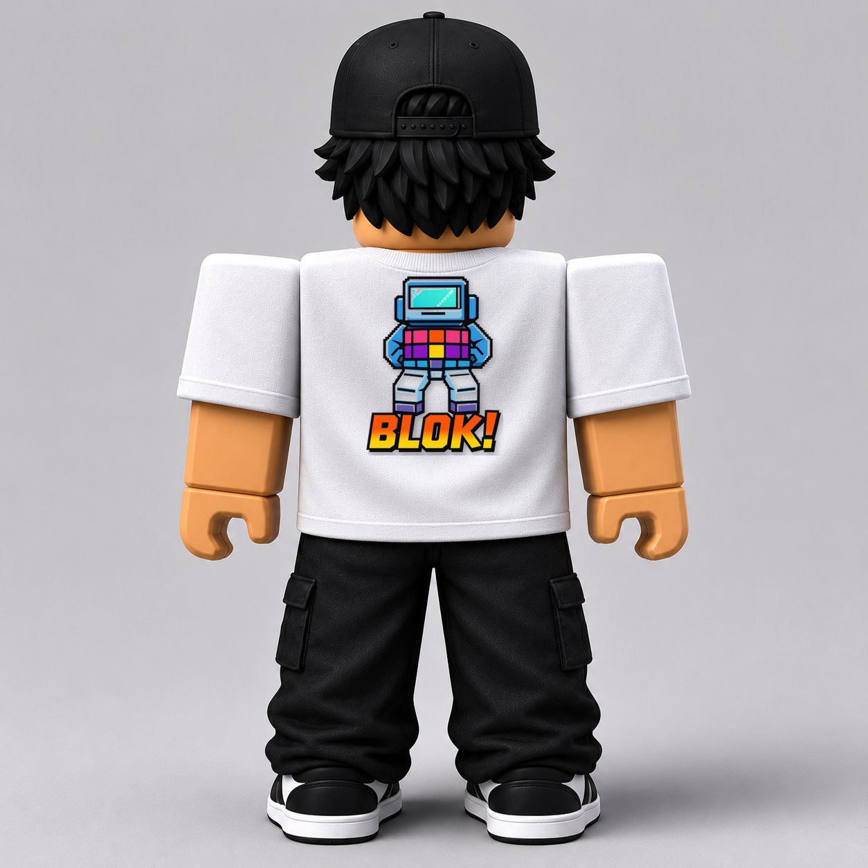 BLOK! Pixel Character Roblox Avatar Pack by blok.Design Male Back White