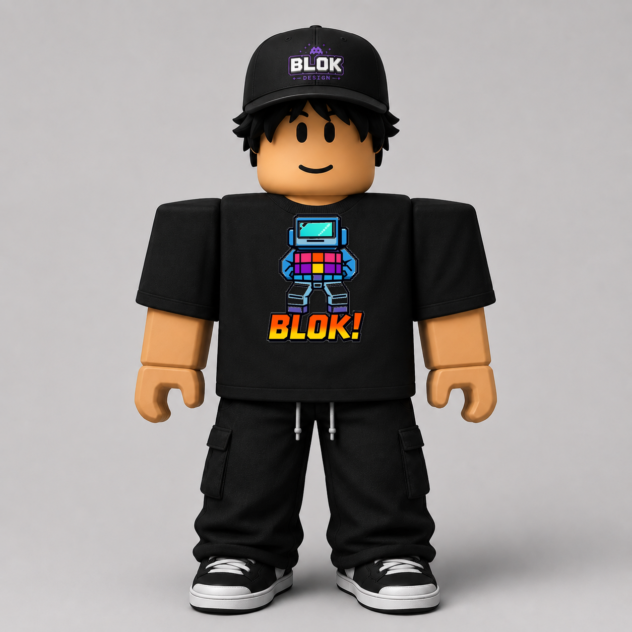 BLOK! Pixel Character Roblox Avatar Pack by blok.Design Male Front Black