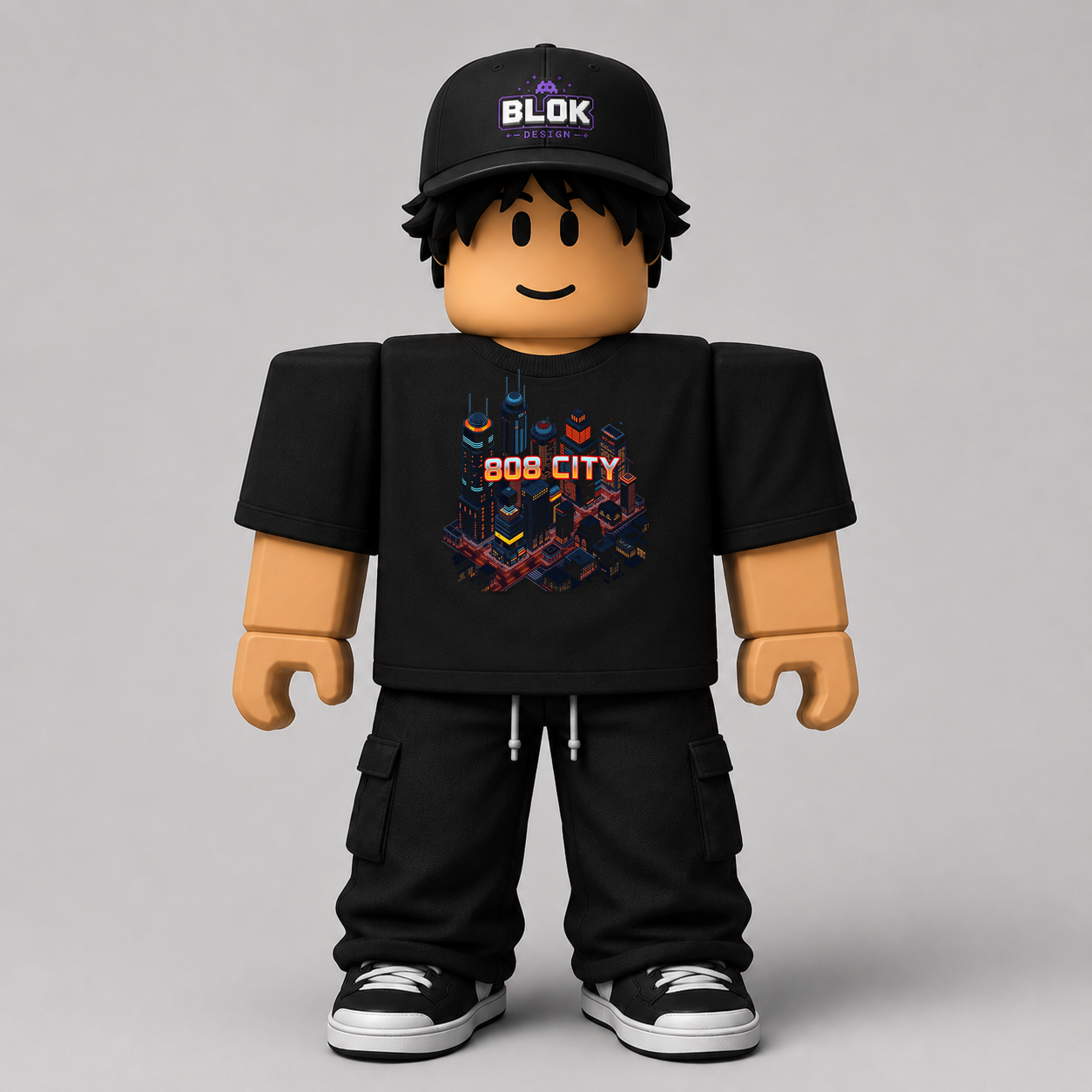 808 City Pixel Art Roblox Avatar Pack by blok.Design Male Front Black