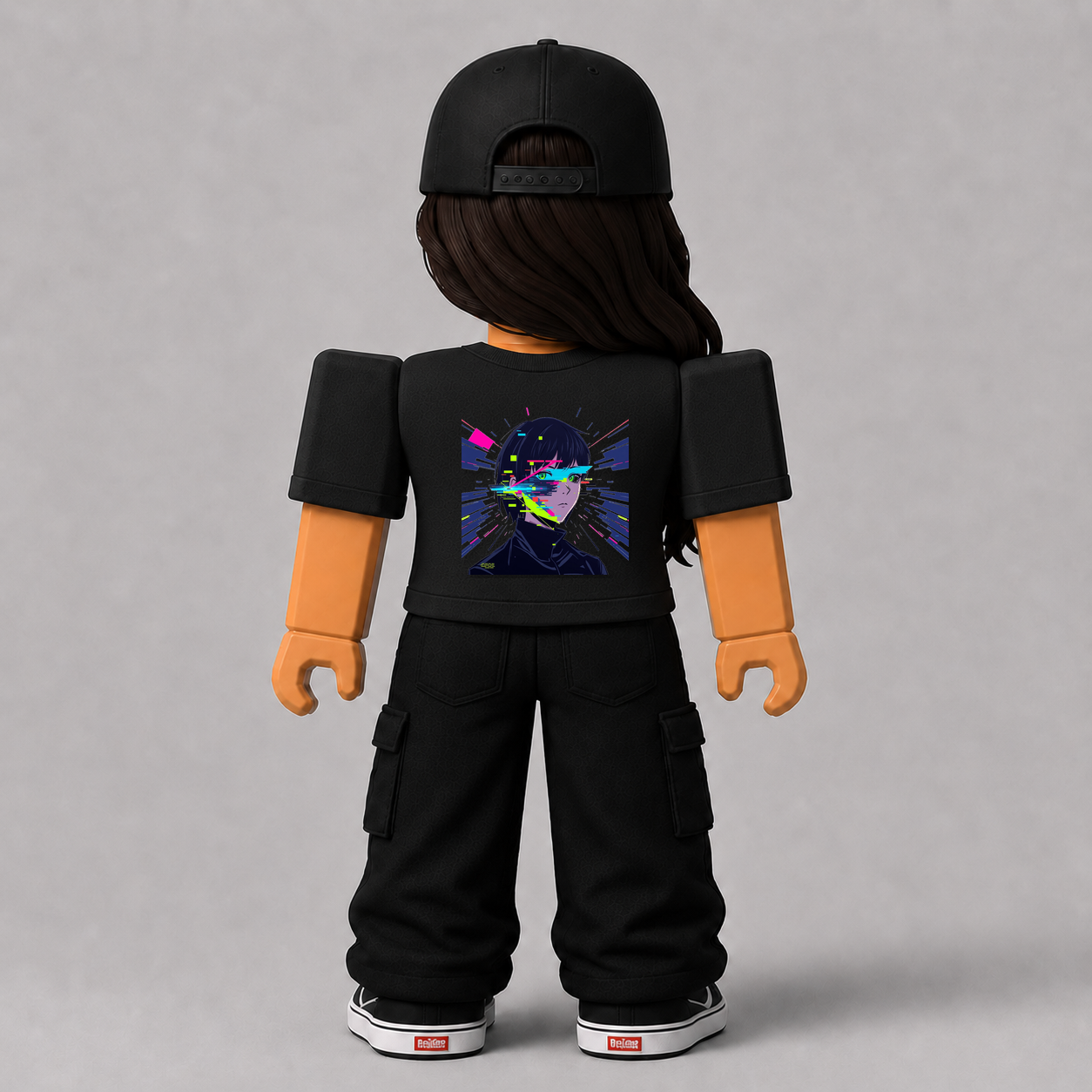 Glitch Anime Portrait Roblox Avatar Pack by blok.Design Female Back Black