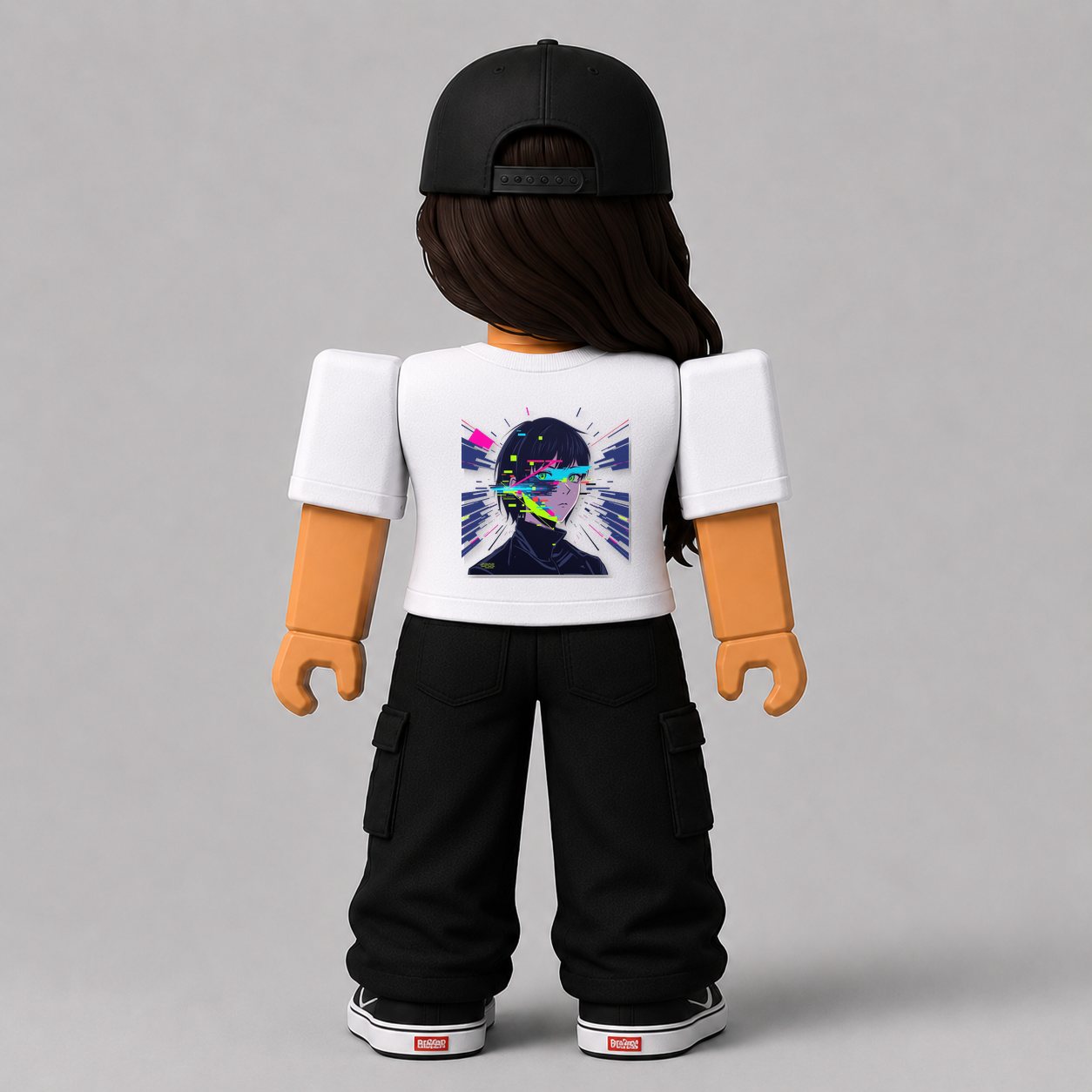 Glitch Anime Portrait Roblox Avatar Pack by blok.Design Female Back White