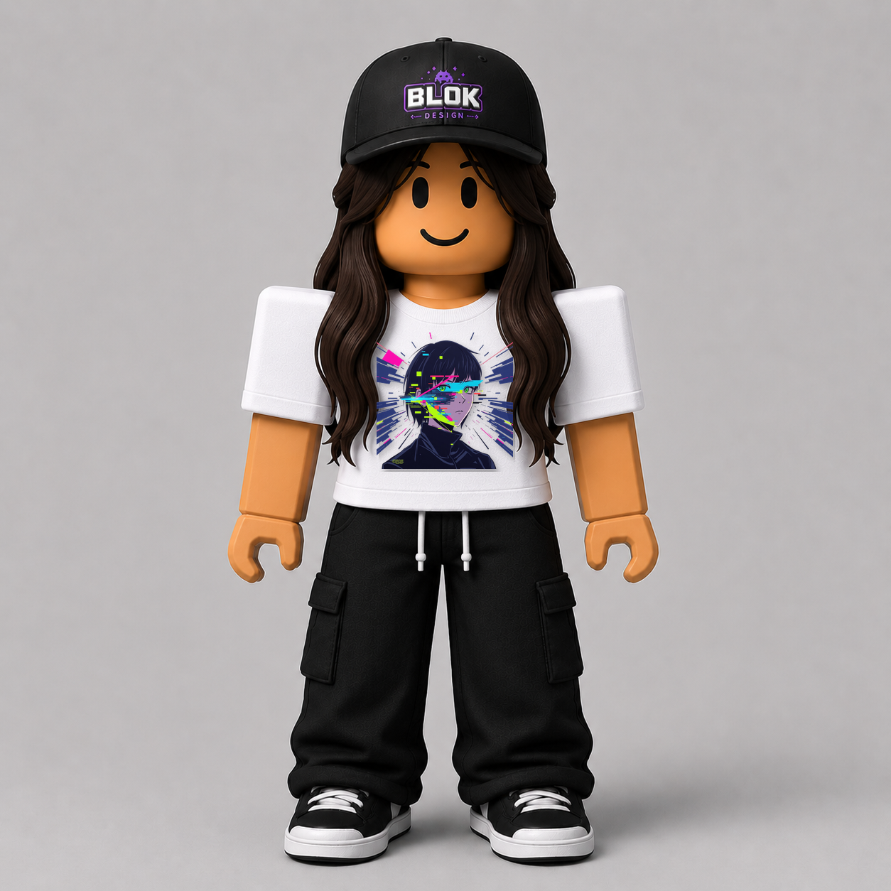 Glitch Anime Portrait Roblox Avatar Pack by blok.Design Female Front White