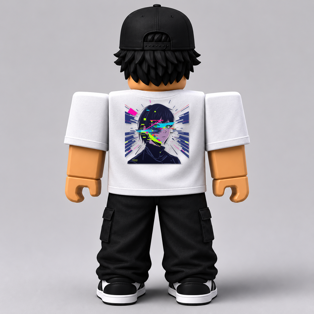Glitch Anime Portrait Roblox Avatar Pack by blok.Design Male Back White