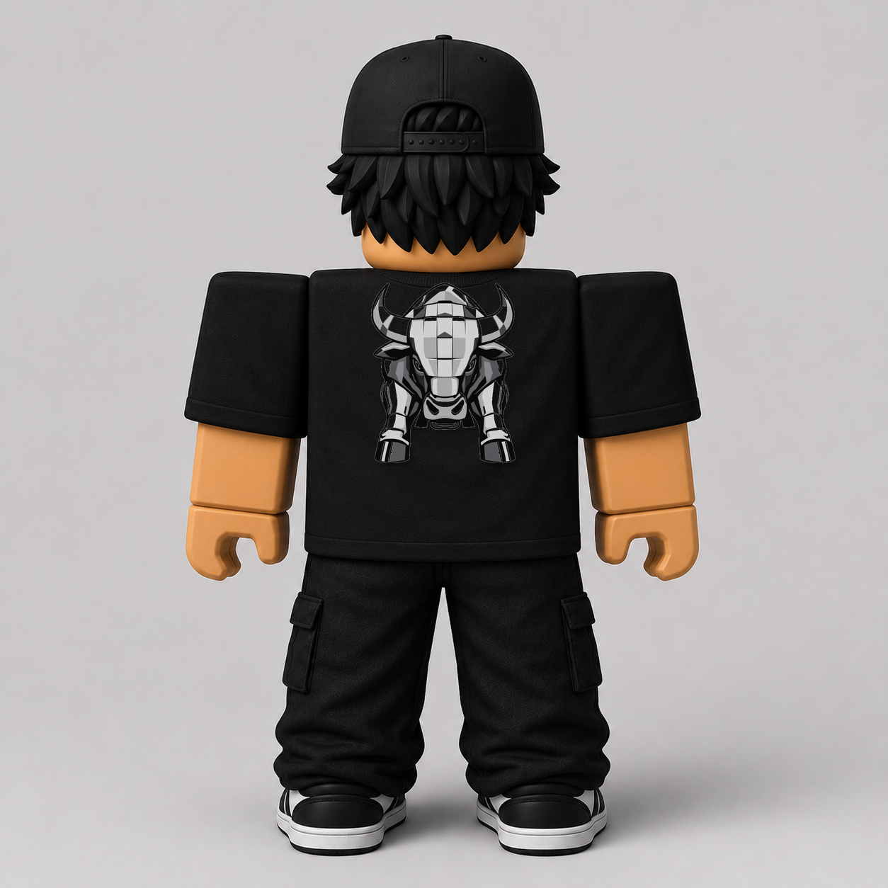 Pixel Bull Charge Roblox Avatar Pack by blok.Design Male Back Black