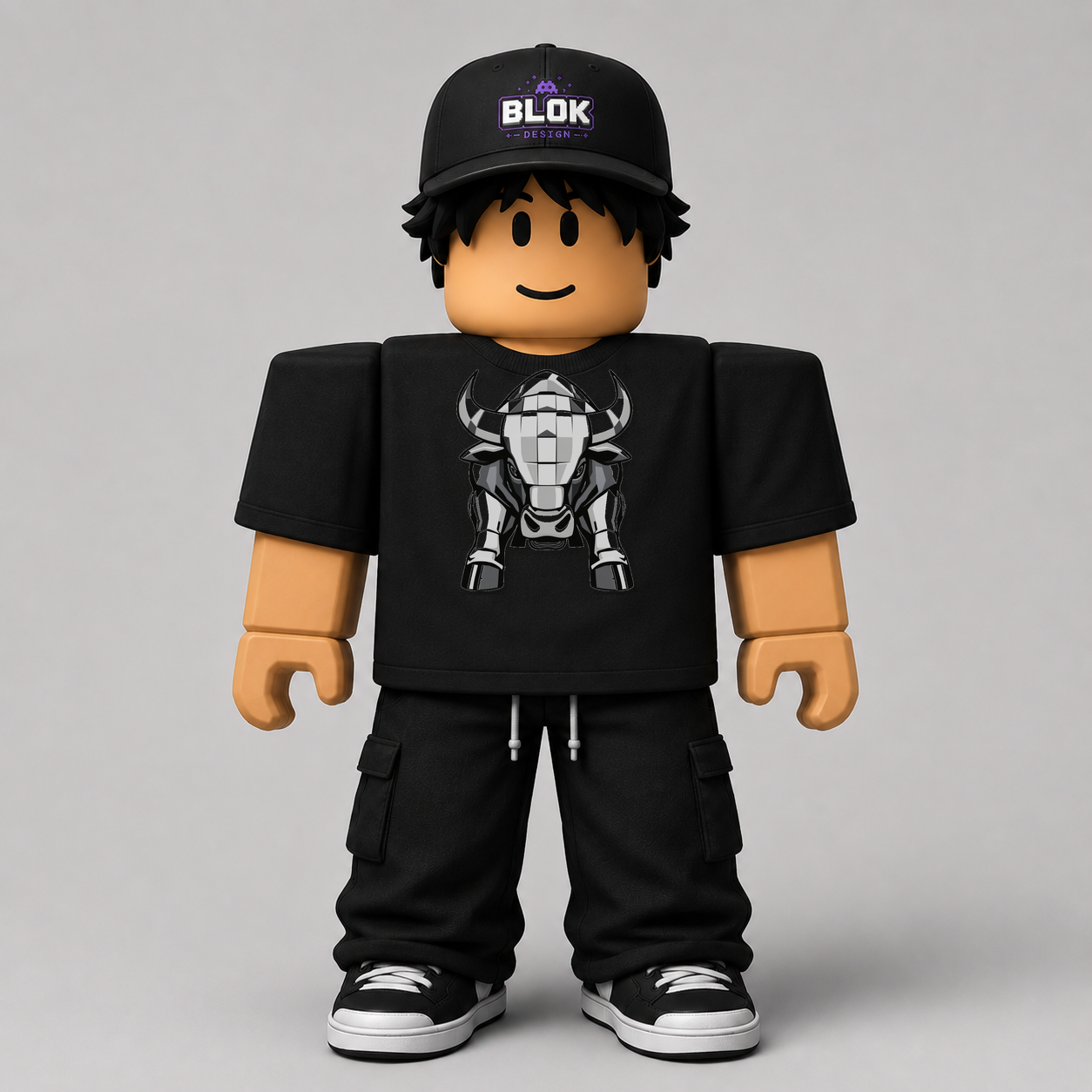 Pixel Bull Charge Roblox Avatar Pack by blok.Design Male Front Black