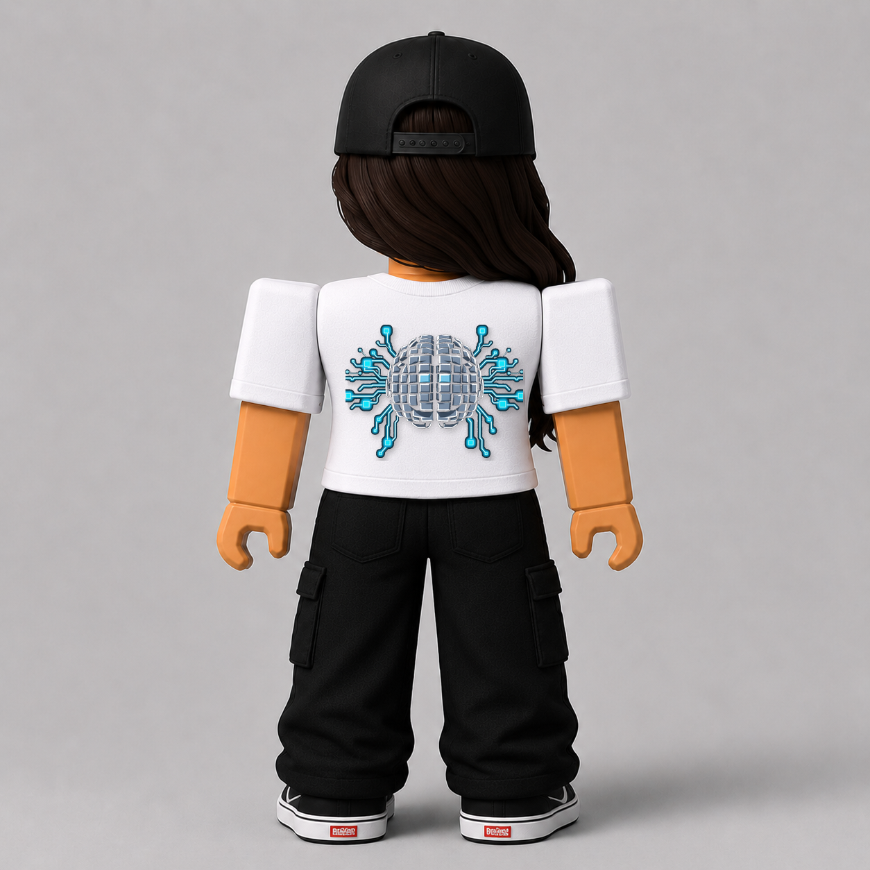 Minecraft Brain AI Pixel Art Roblox Avatar Pack by blok.Design Female Back White