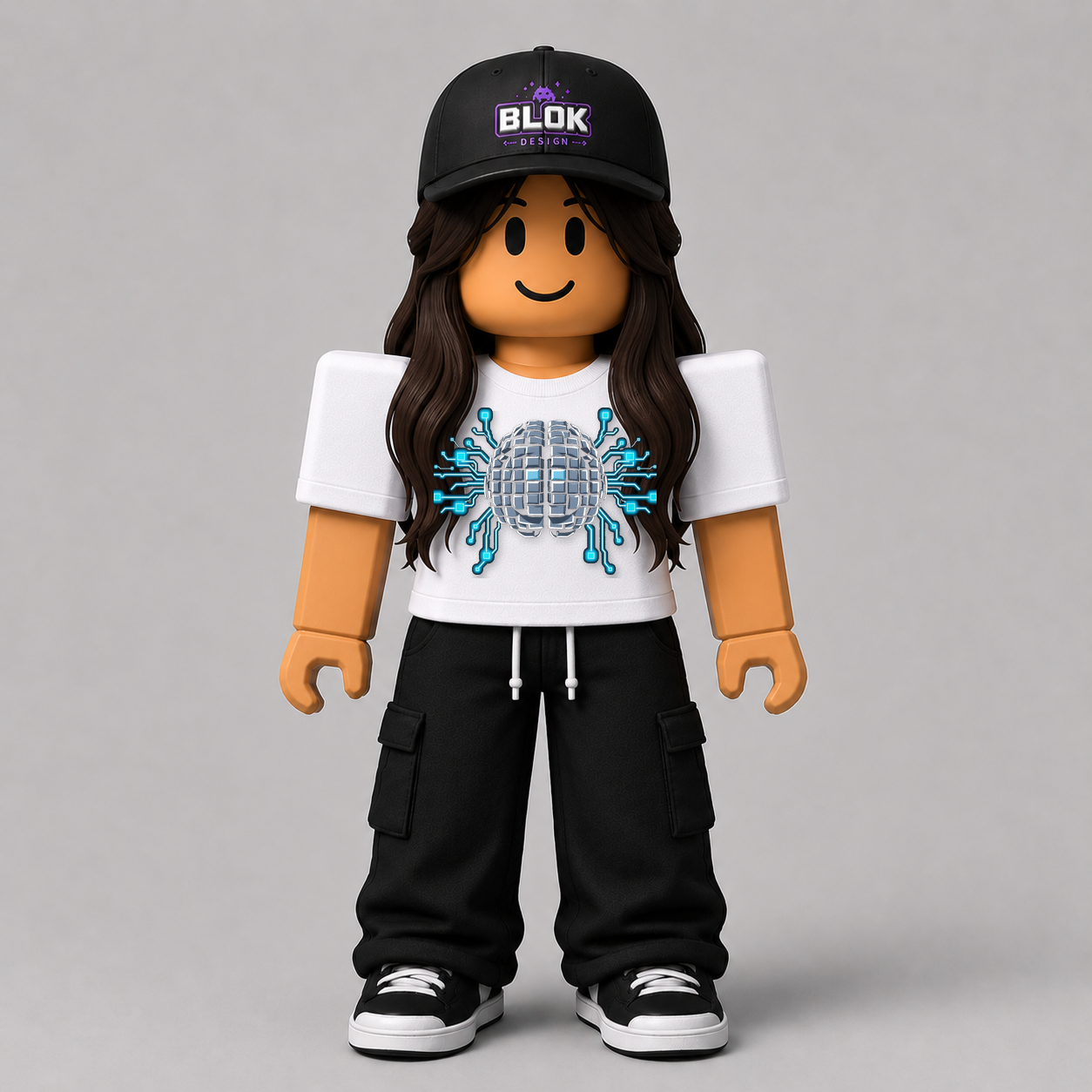 Minecraft Brain AI Pixel Art Roblox Avatar Pack by blok.Design Female Front White