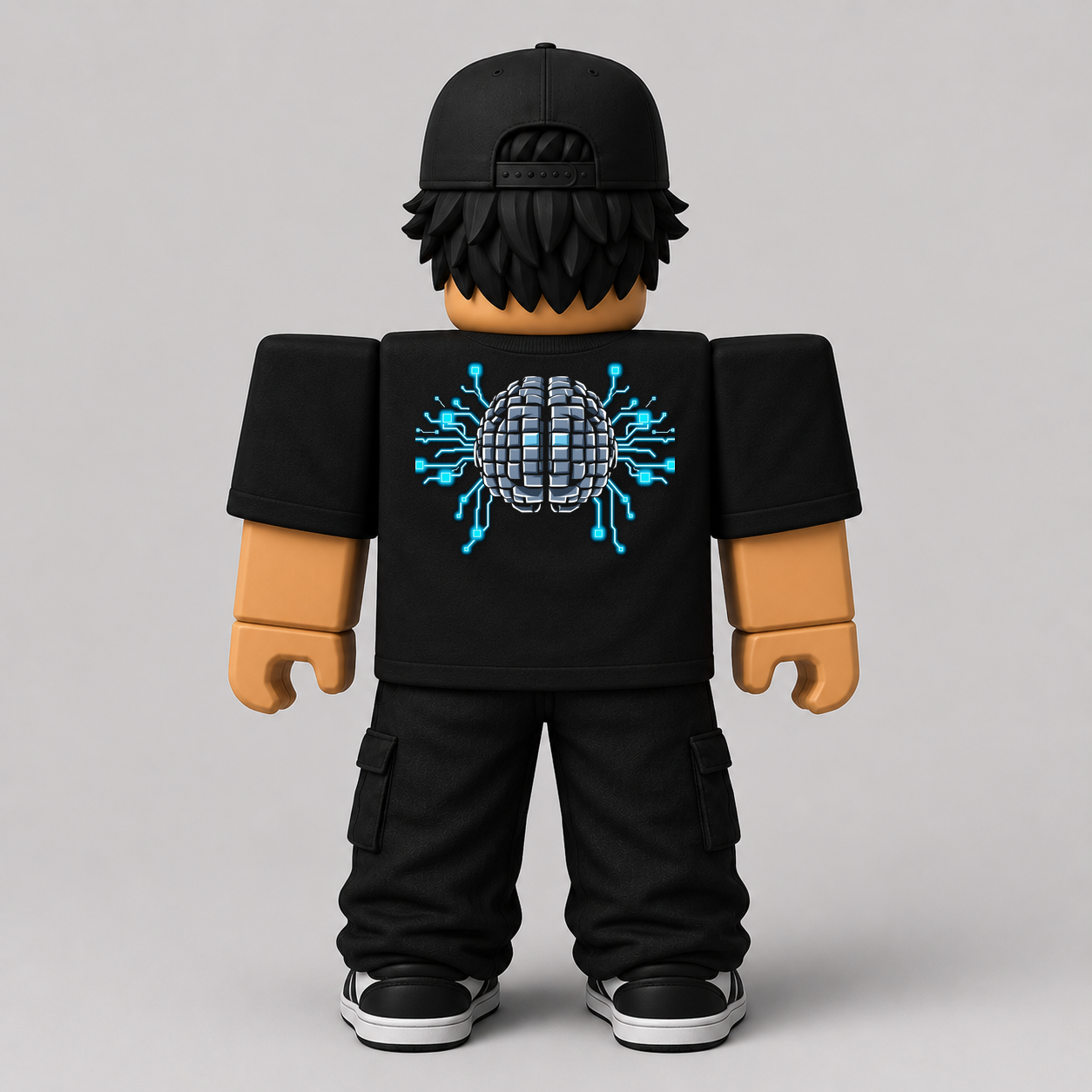 Minecraft Brain AI Pixel Art Roblox Avatar Pack by blok.Design Male Back Black