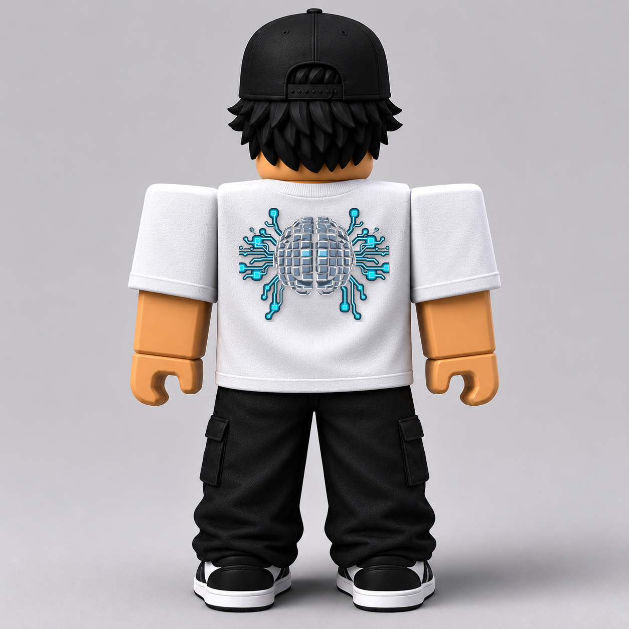 Minecraft Brain AI Pixel Art Roblox Avatar Pack by blok.Design Male Back White