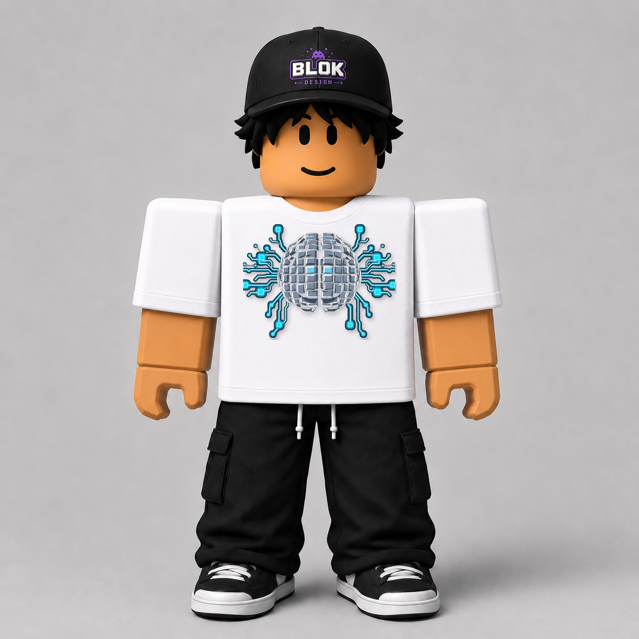Minecraft Brain AI Pixel Art Roblox Avatar Pack by blok.Design Male Front White