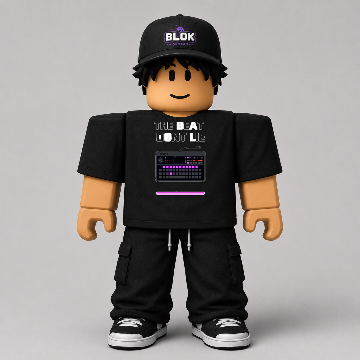 The Beat Don't Lie Roland 808 Roblox Avatar Pack by blok.Design Male Front Black